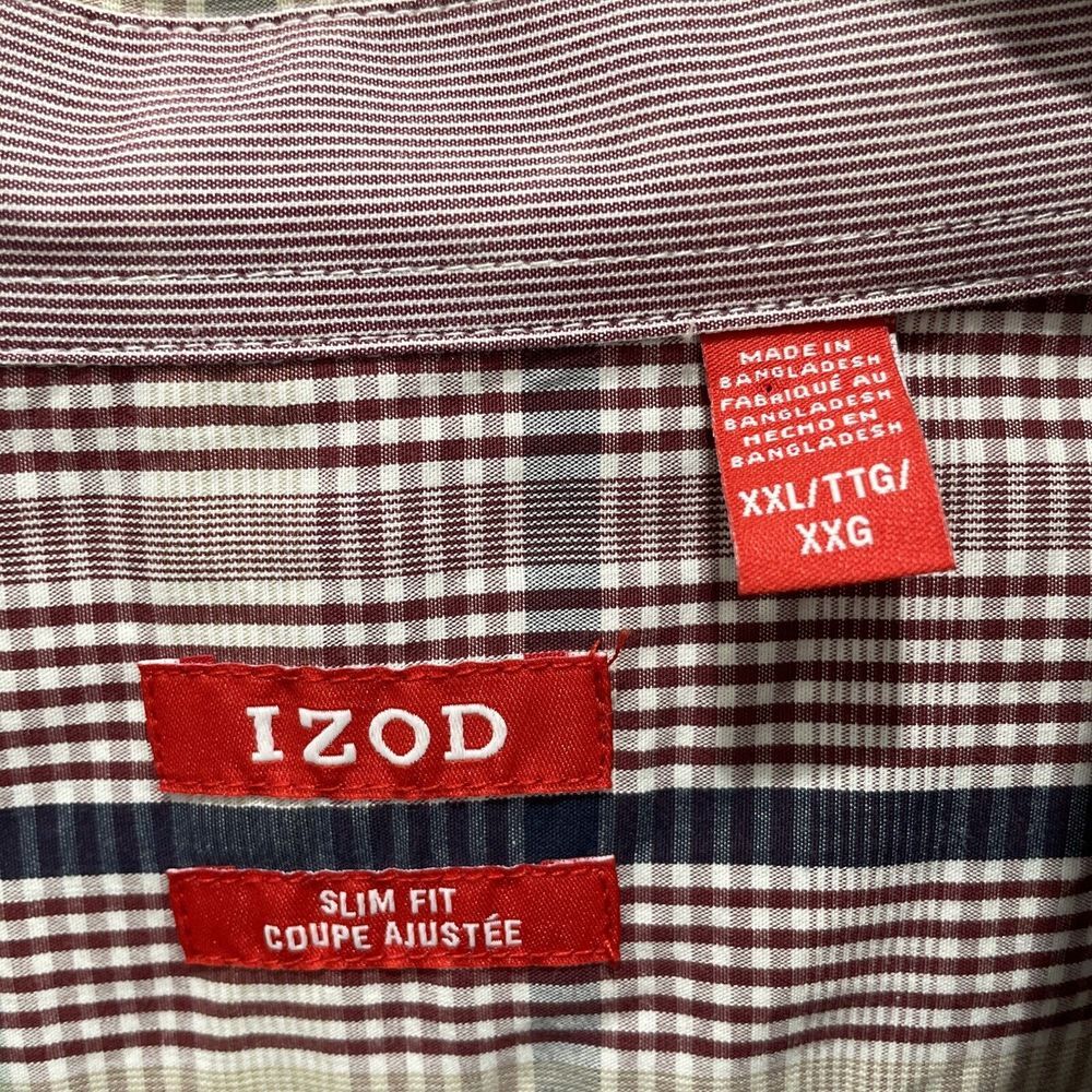 Izod Slim Fit Button Down‎ Plaid Mens Shirt Long Sleeves XXL - Picture 2 of 6